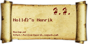 Hollós Henrik névjegykártya