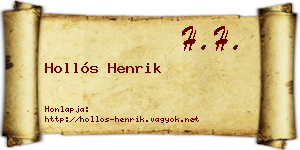 Hollós Henrik névjegykártya